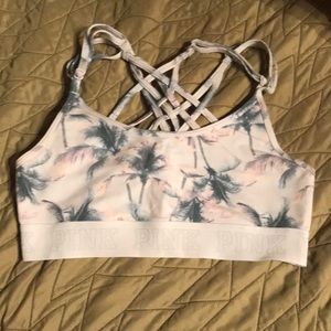Pink Palm Tree tropical Strappy back bralette